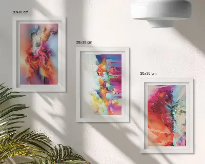 Set de 3 tablouri cu abstracțiuni colorate și siluete dinamice
