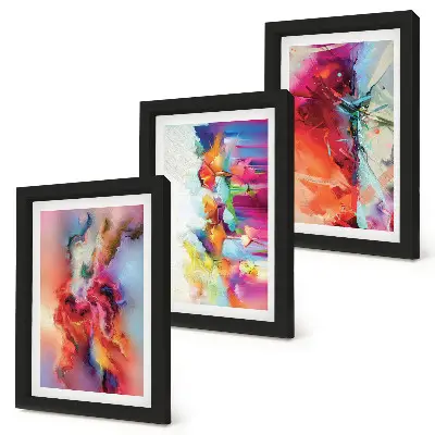 Set de 3 tablouri cu abstracțiuni colorate și siluete dinamice
