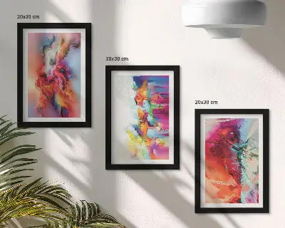 Set de 3 tablouri cu abstracțiuni colorate și siluete dinamice
