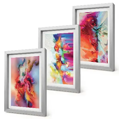 Set de 3 tablouri cu abstracțiuni colorate și siluete dinamice