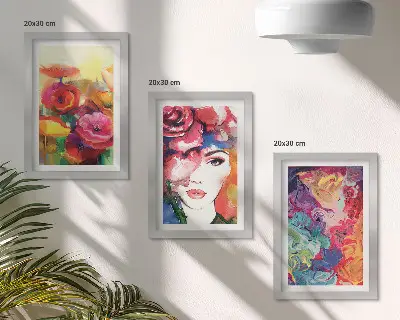 Galerie de perete cu portret abstract de femeie în culori intense