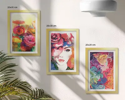 Galerie de perete cu portret abstract de femeie în culori intense