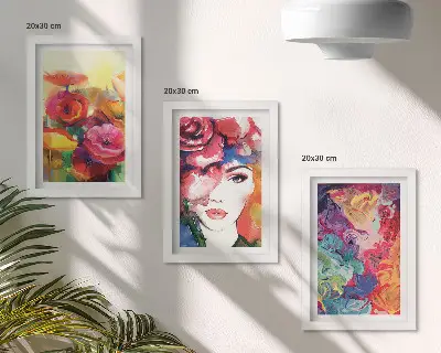 Galerie de perete cu portret abstract de femeie în culori intense