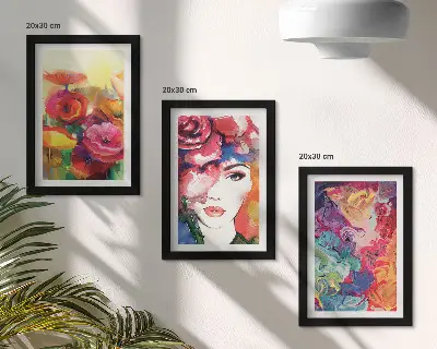 Galerie de perete cu portret abstract de femeie în culori intense