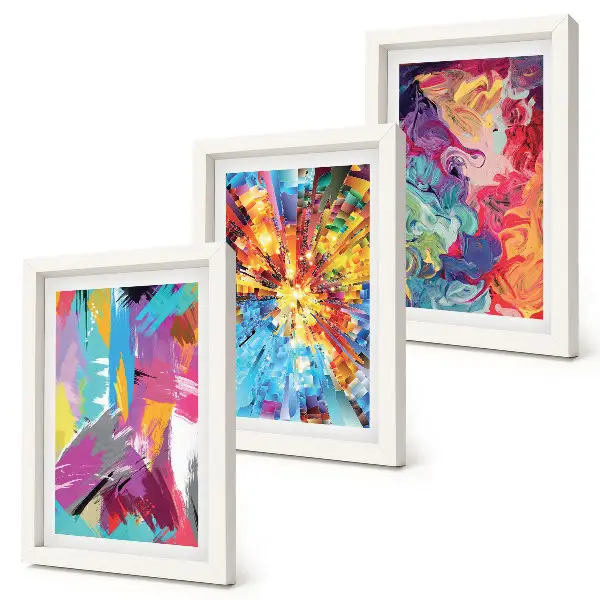 Set de 3 tablouri cu rezumate de vopsea și modele dinamice