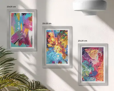 Set de 3 tablouri cu rezumate de vopsea și modele dinamice