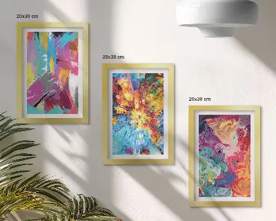 Set de 3 tablouri cu rezumate de vopsea și modele dinamice