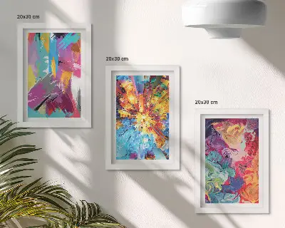 Set de 3 tablouri cu rezumate de vopsea și modele dinamice