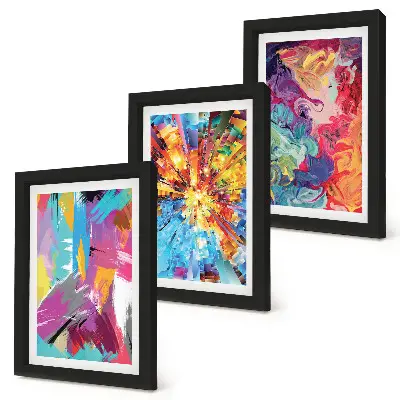 Set de 3 tablouri cu rezumate de vopsea și modele dinamice