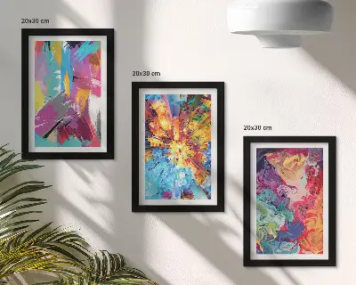 Set de 3 tablouri cu rezumate de vopsea și modele dinamice
