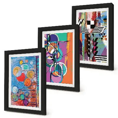 Galerie de perete cu abstracțiuni colorate și modele geometrice cu cercuri
