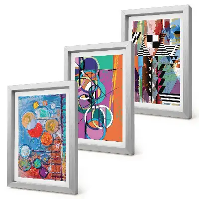 Galerie de perete cu abstracțiuni colorate și modele geometrice cu cercuri