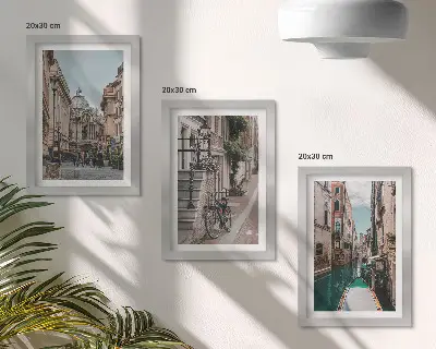 Set 3 tablouri cu străzi venețiene, arhitectură și apă
