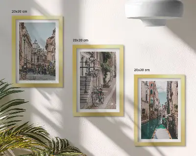 Set 3 tablouri cu străzi venețiene, arhitectură și apă