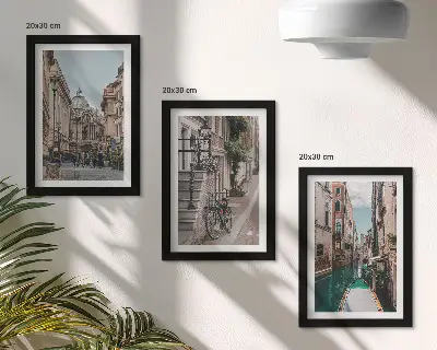 Set 3 tablouri cu străzi venețiene, arhitectură și apă