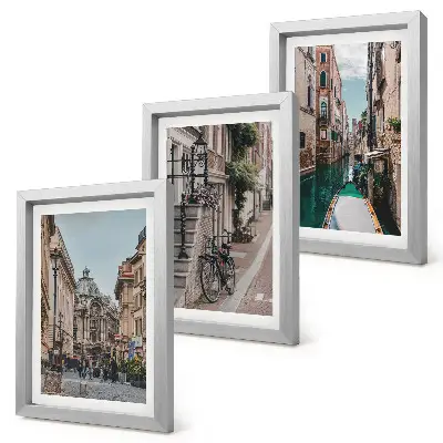 Set 3 tablouri cu străzi venețiene, arhitectură și apă