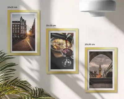 Galerie de perete set cu imagini reprezentând un oraș, mâncare și o priveliște a Londrei