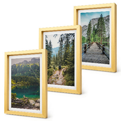 Set 3 tablouri Munți, lacuri, păduri și poteci în natură