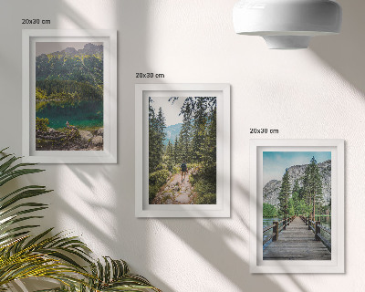 Set 3 tablouri Munți, lacuri, păduri și poteci în natură