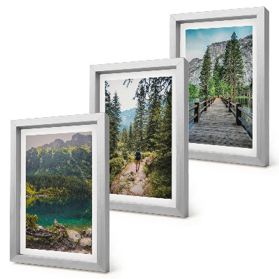 Set 3 tablouri Munți, lacuri, păduri și poteci în natură