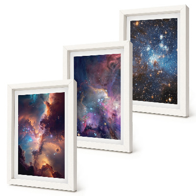 Set 3 tablouri Peisaje spațiale cu stele și nebuloase