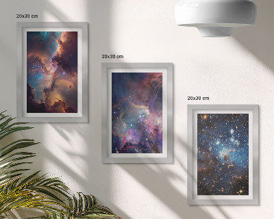 Set 3 tablouri Peisaje spațiale cu stele și nebuloase