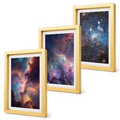 Set 3 tablouri Peisaje spațiale cu stele și nebuloase