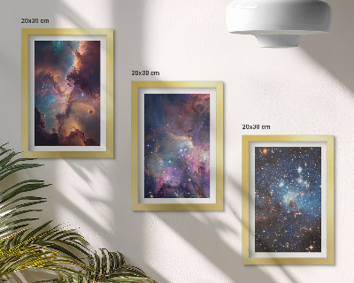 Set 3 tablouri Peisaje spațiale cu stele și nebuloase