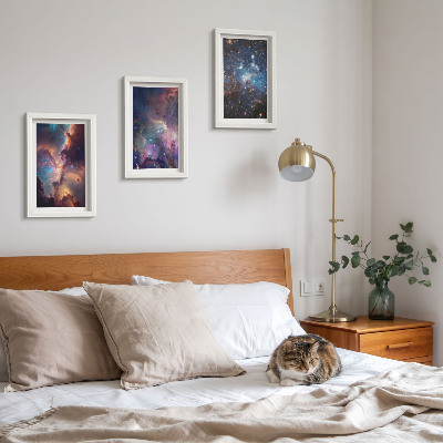Set 3 tablouri Peisaje spațiale cu stele și nebuloase