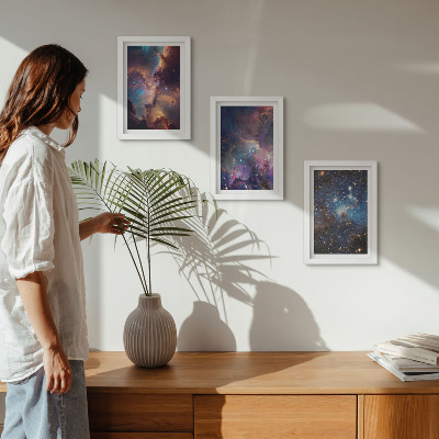 Set 3 tablouri Peisaje spațiale cu stele și nebuloase