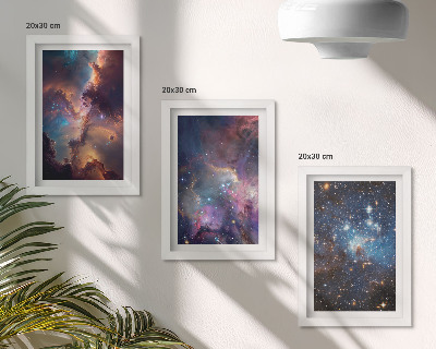 Set 3 tablouri Peisaje spațiale cu stele și nebuloase