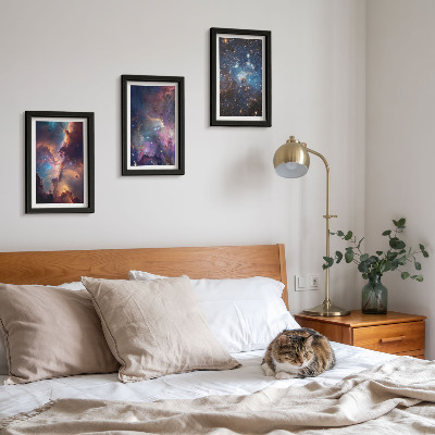 Set 3 tablouri Peisaje spațiale cu stele și nebuloase