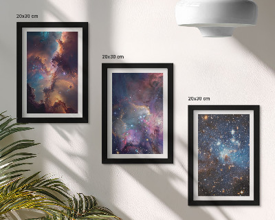 Set 3 tablouri Peisaje spațiale cu stele și nebuloase