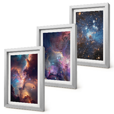 Set 3 tablouri Peisaje spațiale cu stele și nebuloase