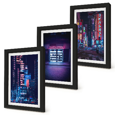 Galerie de perete Oraș nocturn cu lumini neon și intrare în cinematograf