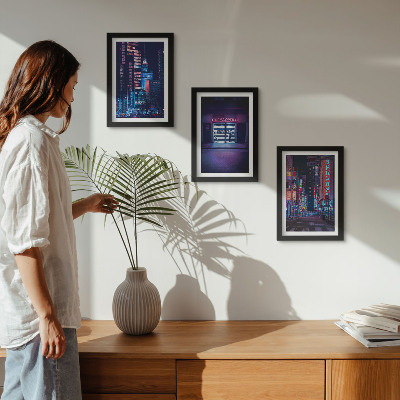 Galerie de perete Oraș nocturn cu lumini neon și intrare în cinematograf
