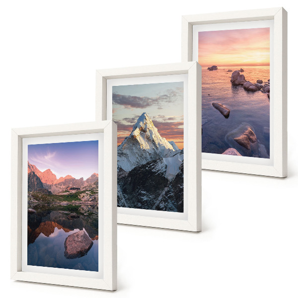 Set 3 tablouri Peisaje montane cu apă și stânci în fundal