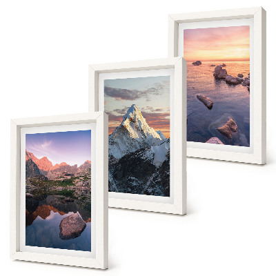 Set 3 tablouri Peisaje montane cu apă și stânci în fundal
