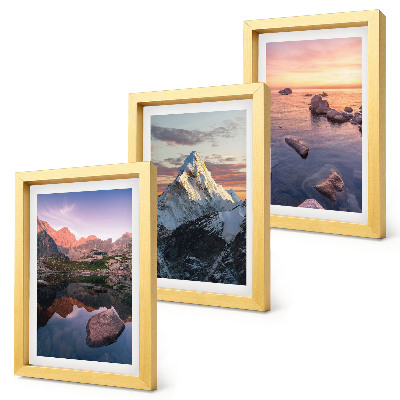 Set 3 tablouri Peisaje montane cu apă și stânci în fundal