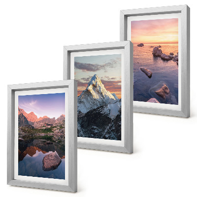 Set 3 tablouri Peisaje montane cu apă și stânci în fundal