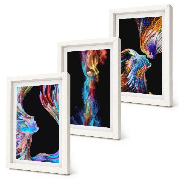 Galerie de perete Abstracțiuni colorate cu fețe și forme dinamice