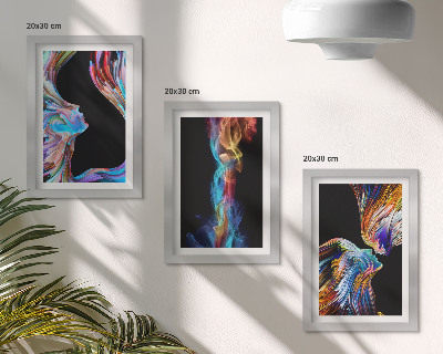 Galerie de perete Abstracțiuni colorate cu fețe și forme dinamice
