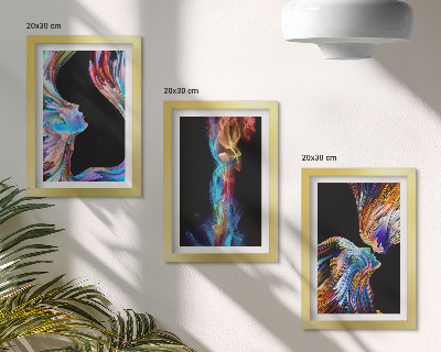 Galerie de perete Abstracțiuni colorate cu fețe și forme dinamice