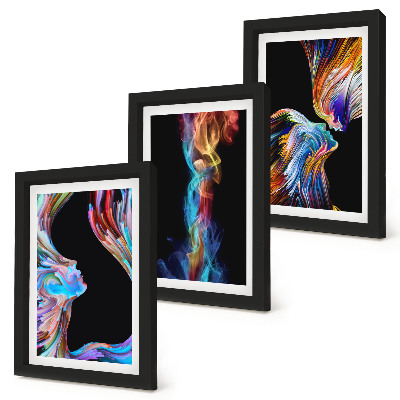 Galerie de perete Abstracțiuni colorate cu fețe și forme dinamice
