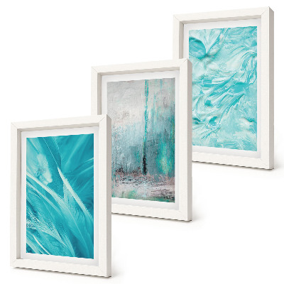 Set 3 tablouri Nuanțe de albastru în modele abstracte delicate