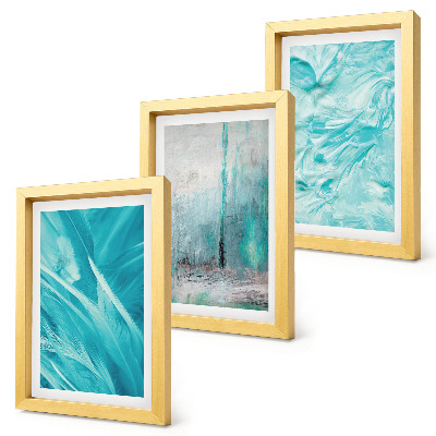 Set 3 tablouri Nuanțe de albastru în modele abstracte delicate