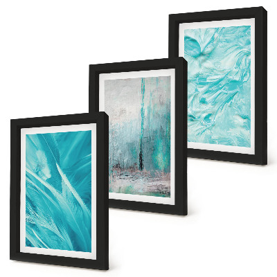 Set 3 tablouri Nuanțe de albastru în modele abstracte delicate