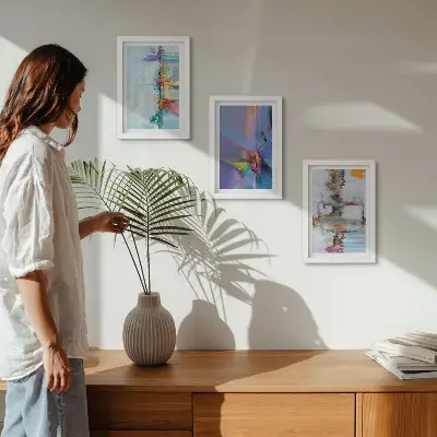Galerie de perete cu compoziții abstracte în stil pictural