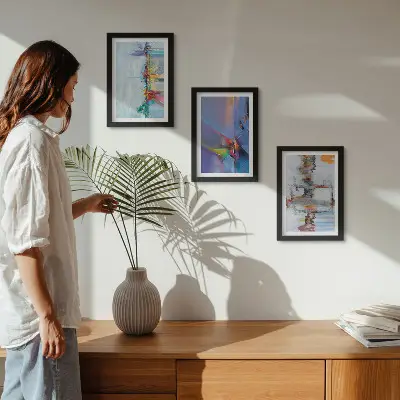 Galerie de perete cu compoziții abstracte în stil pictural