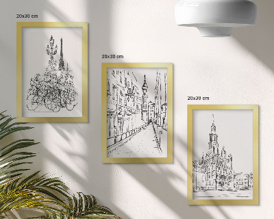 Set 3 tablouri Desene simple cu vederi ale orașului